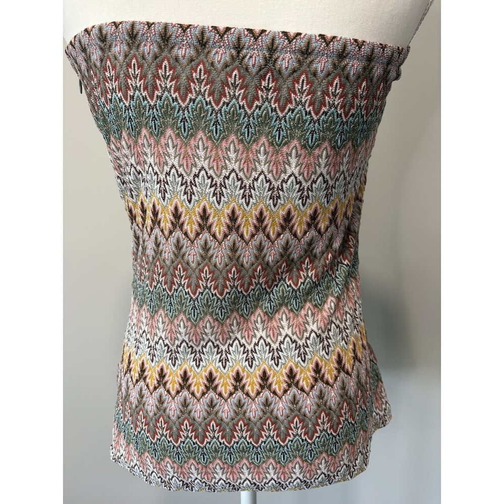 EXPRESS Women's Zig Zag Sequins Multi Color Tube Strapless Top Size Medium - Picture 3 of 8